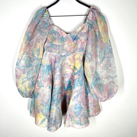 NEW SELKIE Sz XS The Princess Mini Dress in Stepmom Pastel Watercolor - Picture 13 of 13